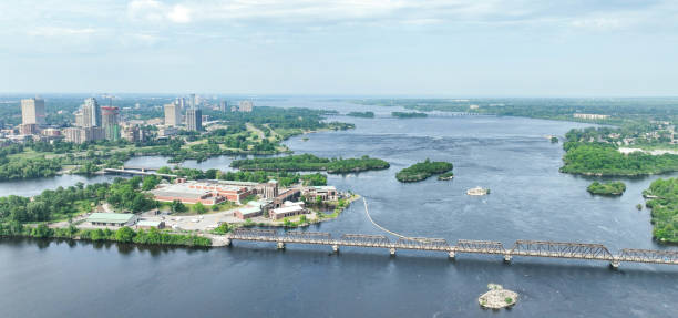 istock Flying over rideau river in Ottawa at sunset 2152372624