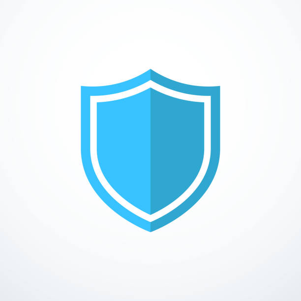 blue shield icon. vector illustration - versicherung stock-grafiken, -clipart, -cartoons und -symbole
