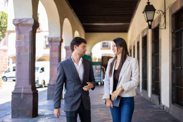 istock Collegues discussing in the street 2152379305