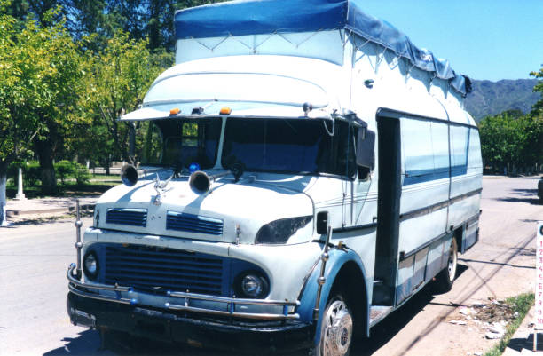 istock Old vehicle twelve. Bus style. white 2152380166