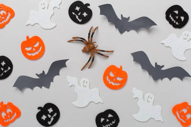 istock Halloween decoration on color background, top view 2152382262