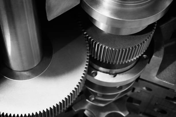 Open industrial gearbox, industrial concept background