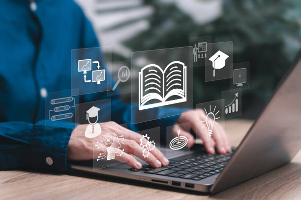 istock E-learning graduate certificate and business concept, Businesswomen show E-book technology on virtual screen Education technology study knowledge, social media, AI generate, Idea, Success goals 2152386532