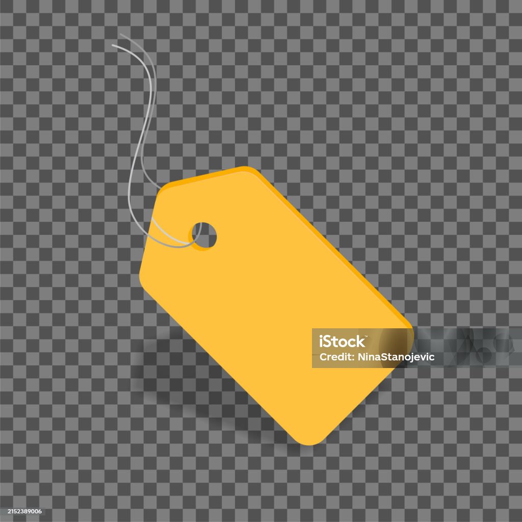 Advertisement String Blank Yellow Price Tag With String Attached On Transparent Background ...