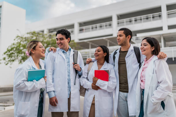 istock Young medical students friends talking outside the university 2152389074
