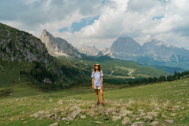 istock Determined woman hiking in Dolomites mountains in summer 2152393659