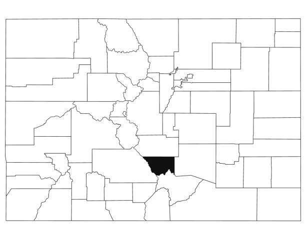 Map of Custer County in Colorado state on white background. single County map highlighted by black colour on Colorado map. UNITED STATES, US Map of Custer County in Colorado state on white background. single County map highlighted by black colour on Colorado map. UNITED STATES, US colorado map with counties stock illustrations
