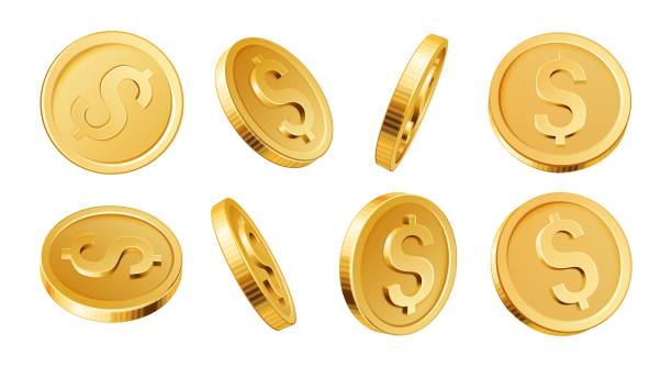istock 3D golden dollar coins. Realistic gold coin dollars different views. Gambling money saving and banking, investment financial cash symbol isolated vector set 2152400101