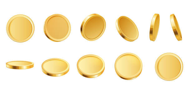 istock 3D golden coins. Realistic blank yellow brass or gold coin different views. Payment and investment, bank and finance, money symbol isolated vector set 2152400109