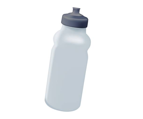 istock Plastic sports bottle for active training 3D illustration. Drink more water concept. fitness bottle template. Bike flask 2152401587