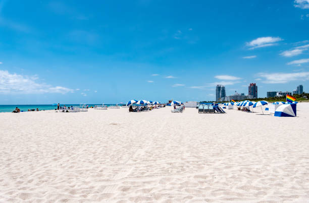 People Enjoying Nice Sunny Weather on Miami Beach Florida