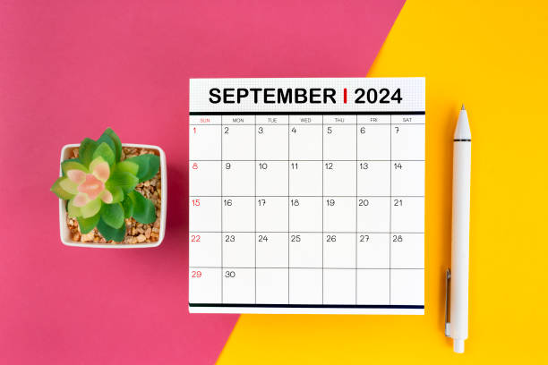 istock White calendar for September 2024 and pen on beautiful background. 2152405978