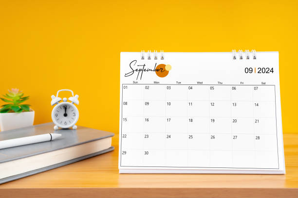 istock September desk calendar for 2024 year on work table with yellow. 2152406001