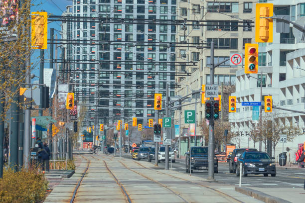 istock Tram track in Toronto downtown 2152407132