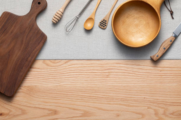 istock wooden kitchen utensils. kitchen utensils on table 2152410278
