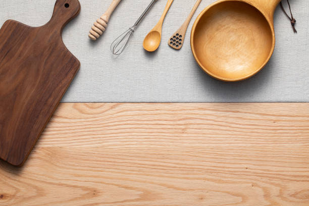 istock wooden kitchen utensils. kitchen utensils on table 2152410294