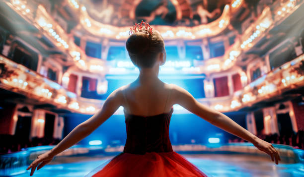 Closeup of ballerinas dancing on stage. Closeup of ballerinas legs