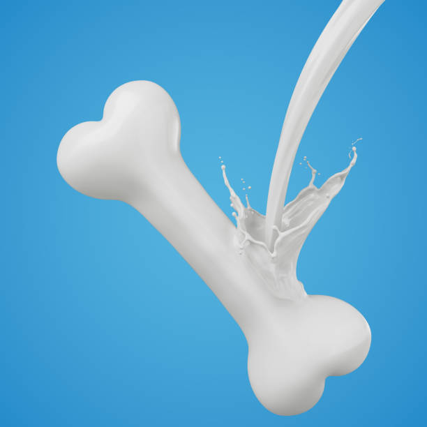 istock Flowing milk is a bone shape, The concept of strength derived from milk. 2152414820