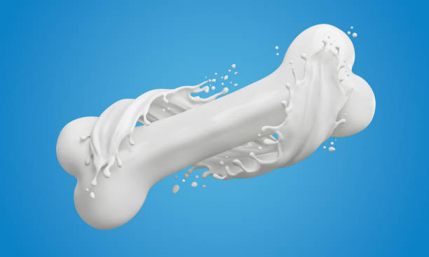 istock Flowing milk is a bone shape, The concept of strength derived from milk. 2152414822
