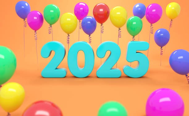 istock New Year 2025 Creative Design Concept with balloons - 3D Rendered Image 2152420568