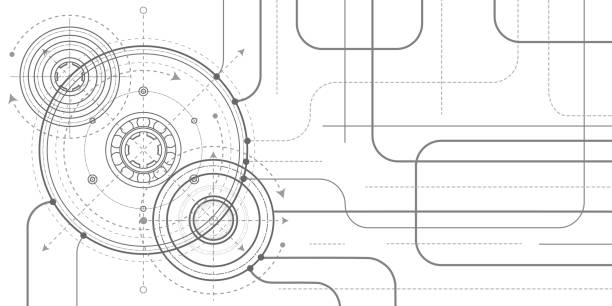 istock Technology white background.Technical drawing of gears .Rotating mechanism of round parts . 2152422874