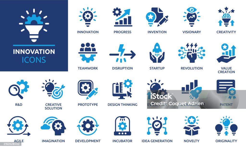 Conjunto de ícones de inovação. Coleção de ícones vetoriais sólidos. - Vetor de Ícone de Computador royalty-free Conjunto de ícones de inovação. Coleção de ícones vetoriais sólidos. - Vetor de Ícone de Computador royalty-free