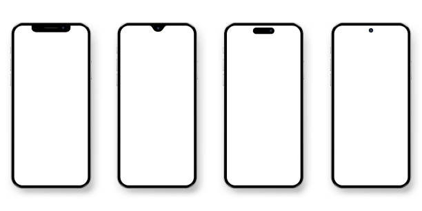 istock Realistic mobile phones mockup with blank screen isolated on white background. 2152431378