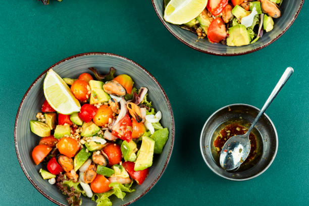 istock Delicious and healthy seafood salad. 2152437178