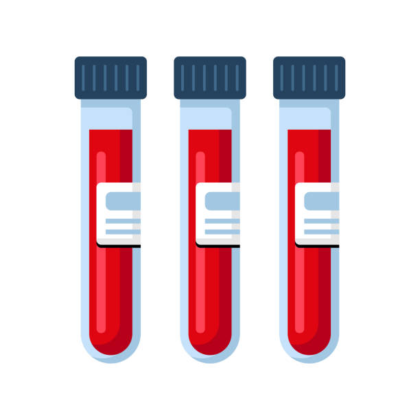 Blood medical test tubes icon. Blood donation concept flat vector illustration isolated on white background. Blood donation and Medical equipment concept single icon. test tube stock illustrations