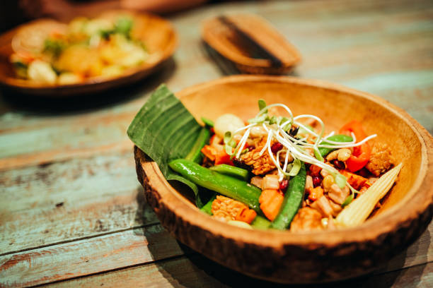 Stir fried vegetables and tofu. Asian vegan dish.