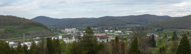 istock Bradford Pa Valley town landscape copy space overcast day 2152443324