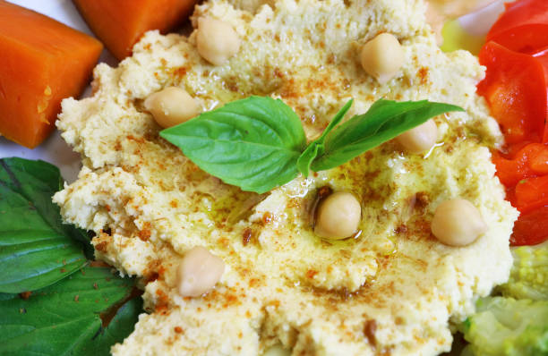 Closeup of Delectable Freshly Cooked Homemade Hummus