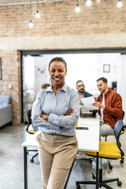 istock Businesswoman standing confident in the modern office 2152452982