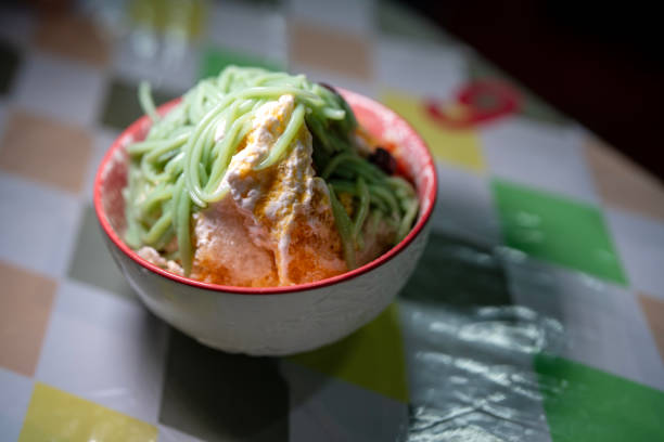 A bowl of cendol or chendol dessert