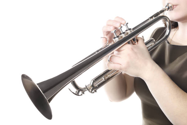 istock Trumpet player hands. Trumpeter close up 2152455265
