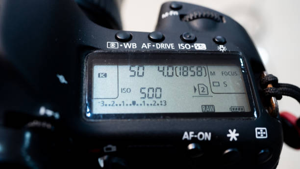 istock Professional DSLR camera photo settings display, set up screen 2152459031