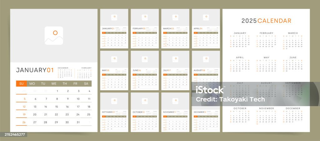 2025 Calendar Template Design Modern Vertical A4 2025 Calendar Design ...