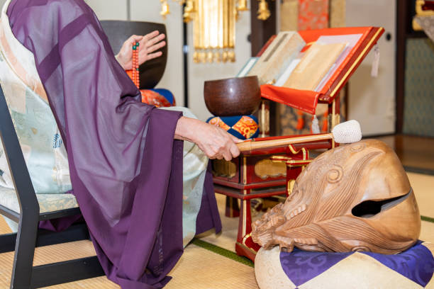 Monk praying at the temple