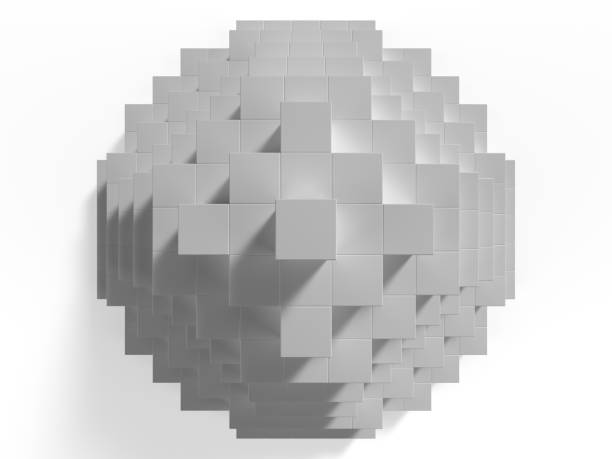 3D illustration of a pyramid stacked with white cubes