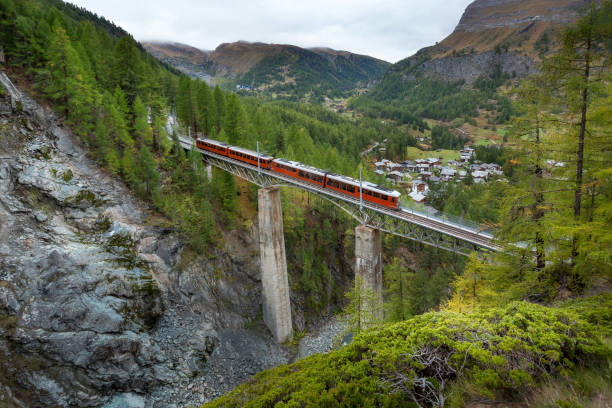 istock Zermatt, Switzerland. Gornergrat train on bridge 2152482277