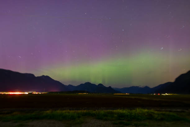 istock Northern Lights - Powerful solar storm viewed in Pitt Meadows BC 2152482453