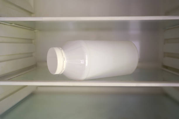 White plastic can, container for food, pills. Dietary supplement.
