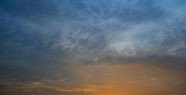 istock Blue sky with cirrus clouds and sunrise. Wide photo. 2152484019