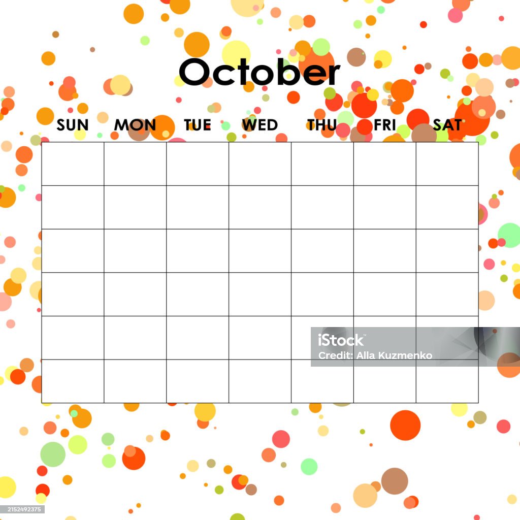October Week. Sign October Calendar Planner Corporate Week Template Layout 12 Months ...