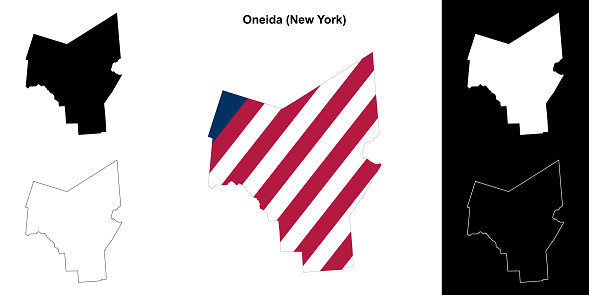 Oneida Florida Map Oneida County Outline Map Set Stock Illustration - Download Image Now ...