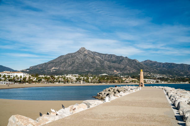 A landscape image of the beaches of puerto banus along the Costa del Sol