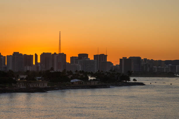 Exposure done at Sunrise of downtown Honolulu while arriving by cruise ship in beautiful Hawaii.