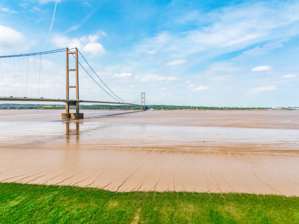Humber Bridge crossing River Humber, England, UK