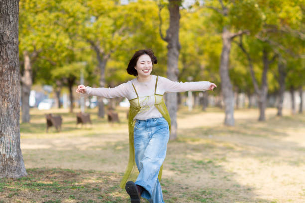A woman having fun at the seaside