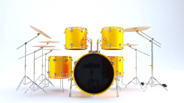 istock Set of yellow drums isolated on white background, Drum kit isolated 2152520861